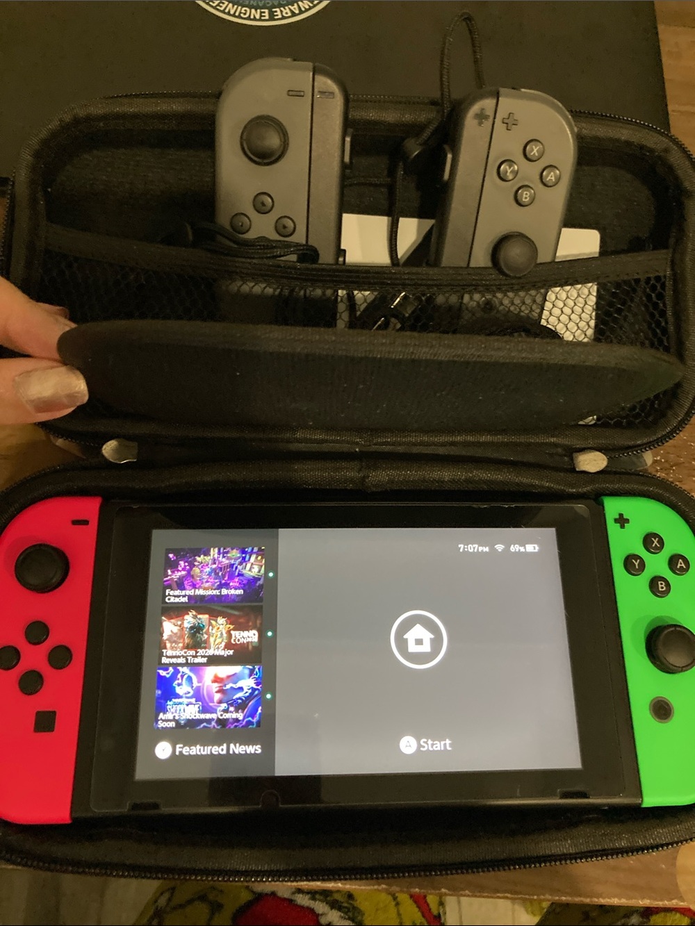 Nintendo Switch 1 with Neon Red Left & Neon Green Right Joy‑Con